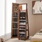 64 Inches Lockable Jewelry Cabinet Armoire With Built-in Makeup Mirror